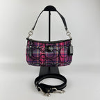 Coach Tartan Plaid Signature C Shoulder Bag Purple