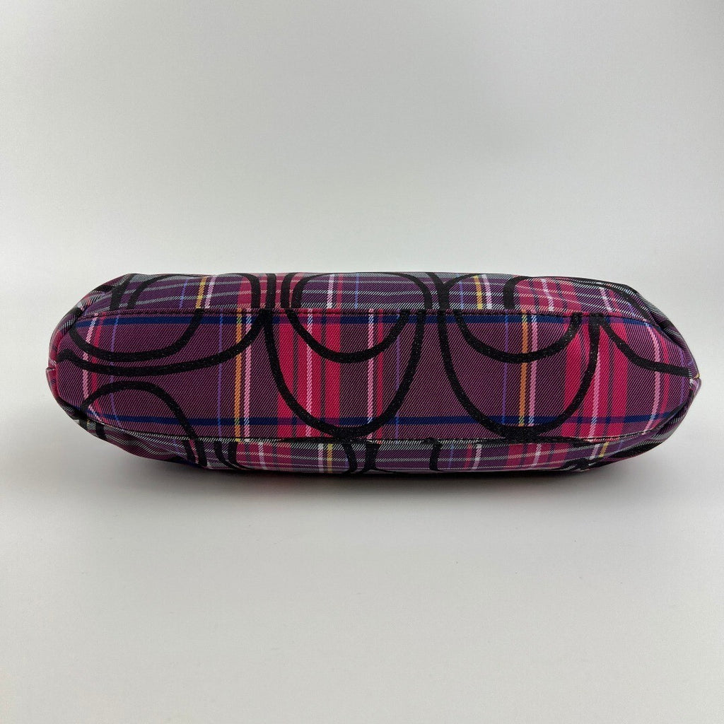 Coach Tartan Plaid Signature C Shoulder Bag Purple