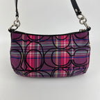 Coach Tartan Plaid Signature C Shoulder Bag Purple