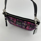 Coach Tartan Plaid Signature C Shoulder Bag Purple