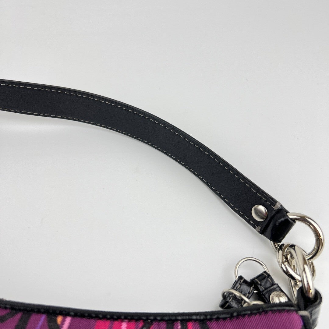 Coach Tartan Plaid Signature C Shoulder Bag Purple