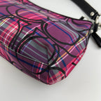 Coach Tartan Plaid Signature C Shoulder Bag Purple