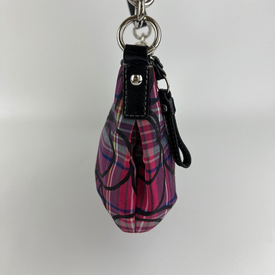 Coach Tartan Plaid Signature C Shoulder Bag Purple