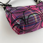 Coach Tartan Plaid Signature C Shoulder Bag Purple